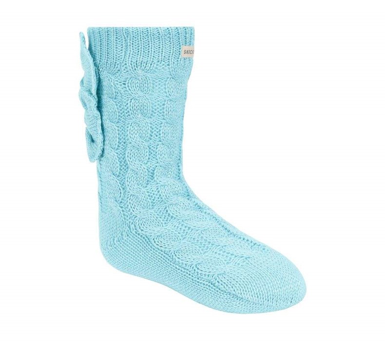 Dívčí Ponožky Skechers GO LOUNGE Crew Bow - 1 Pack Blankyt | WYSQVZB-61