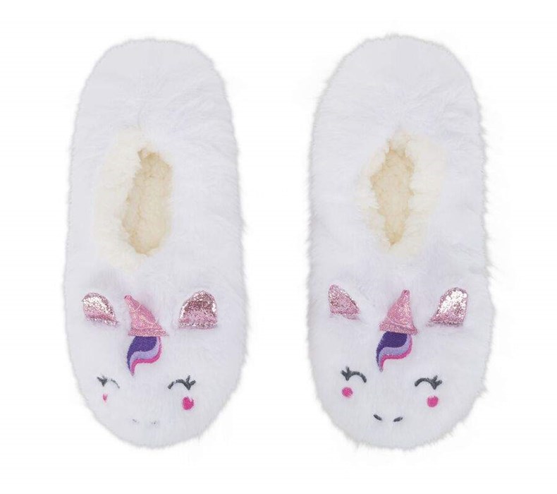 Dívčí Ponožky Skechers Plush Unicorn Pantofle - 1 Pack Bílé | SUCQMYT-45