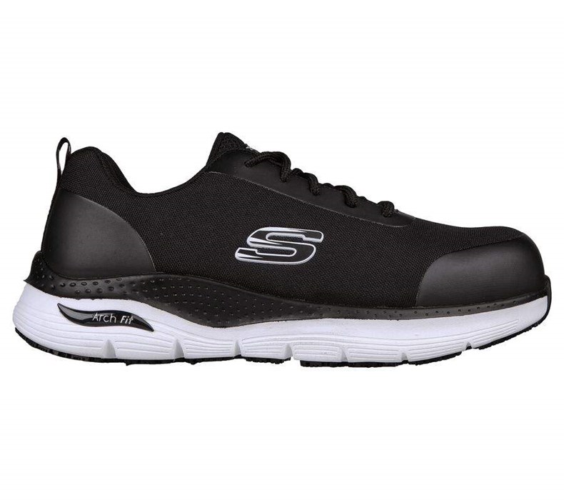 Pánské Bezpečnostní Boty Skechers Arch Fit SR - Ringstap Alloy Špicí Černé Bílé | JHUGZNA-23