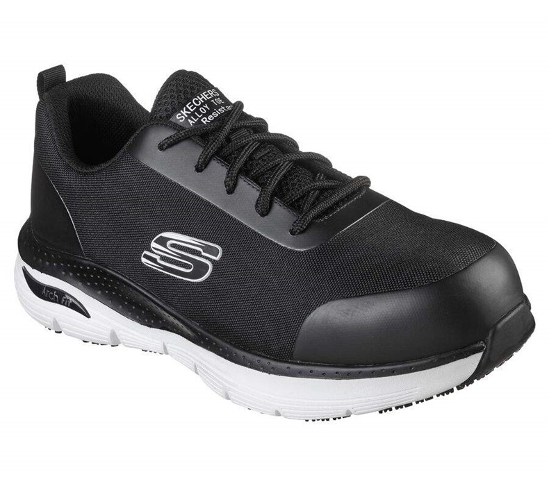 Pánské Bezpečnostní Boty Skechers Arch Fit SR - Ringstap Alloy Špicí Černé Bílé | JHUGZNA-23