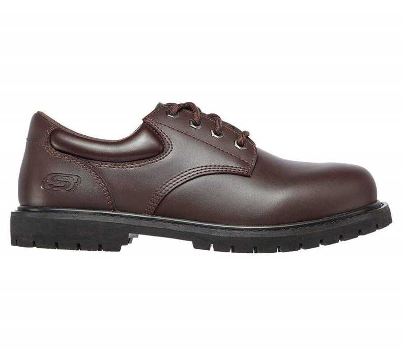 Pánské Bezpečnostní Boty Skechers Relaxed Fit: Cottonwood - Vorbeck SR Hnědé | DYKLOFT-75