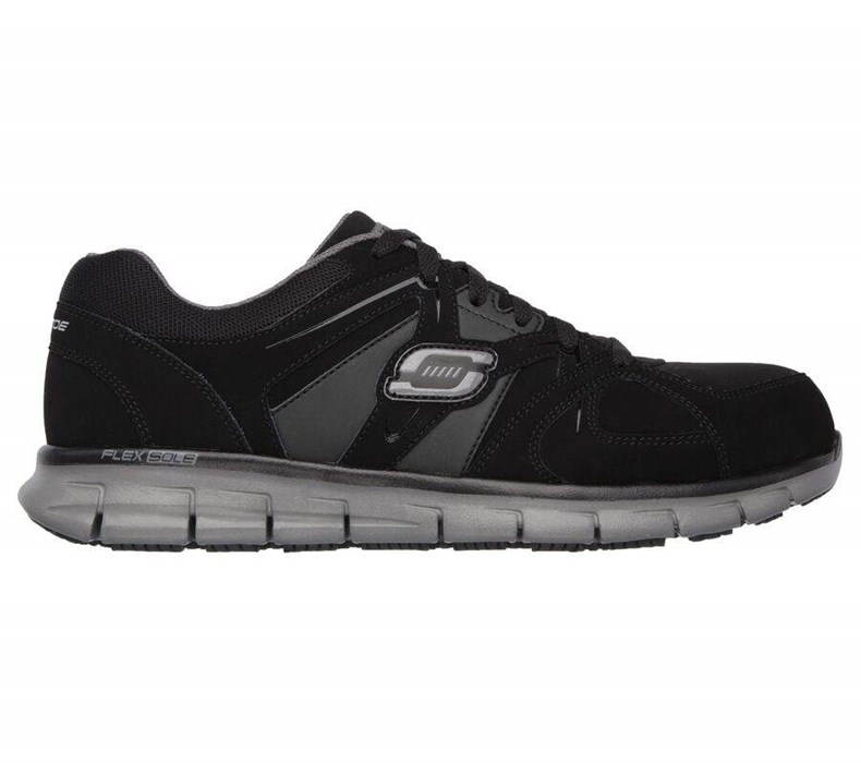 Pánské Bezpečnostní Boty Skechers Relaxed Fit: Synergy - Ekron Alloy Špicí Černé Šedé | FYVDIEL-06