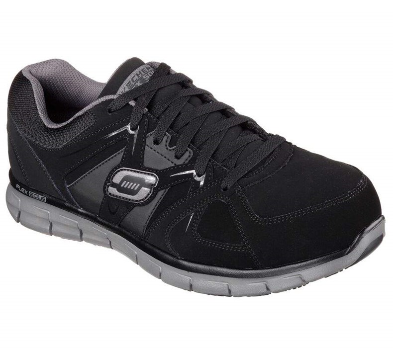 Pánské Bezpečnostní Boty Skechers Relaxed Fit: Synergy - Ekron Alloy Špicí Černé Šedé | FYVDIEL-06