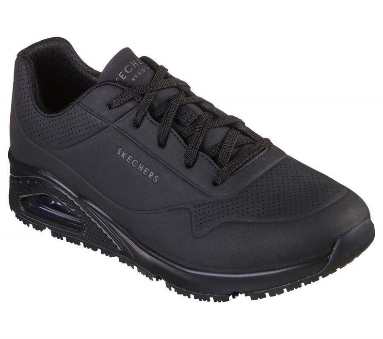 Pánské Bezpečnostní Boty Skechers Relaxed Fit: Uno SR - Sutal Černé | PFTKVHE-95