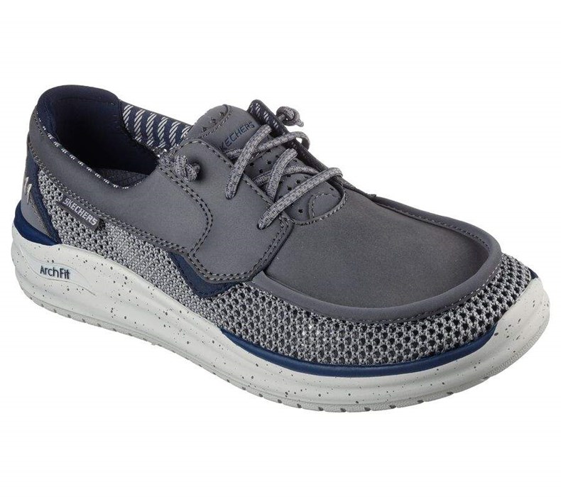 Pánské Boty Sebago Skechers Relaxed Fit: Arch Fit Melo - Waymer Šedé | BDPWKRJ-49