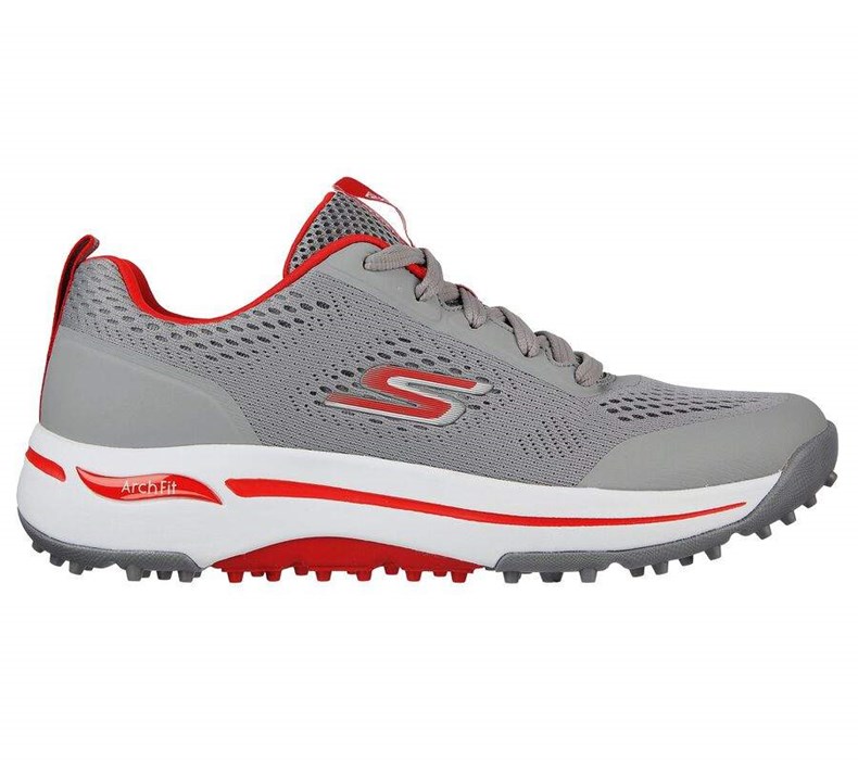 Pánské Golfové Boty Skechers GO GOLF Arch Fit - Status Šedé Červené | INVOKXW-96