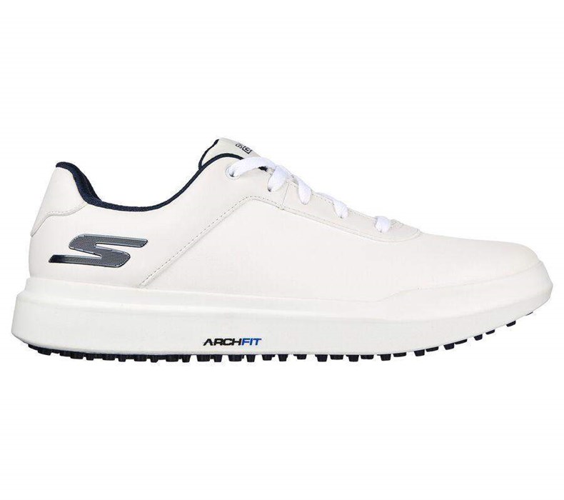 Pánské Golfové Boty Skechers Relaxed Fit: GO GOLF Drive 5 Bílé Tmavě Blankyt | YIJHVDL-14