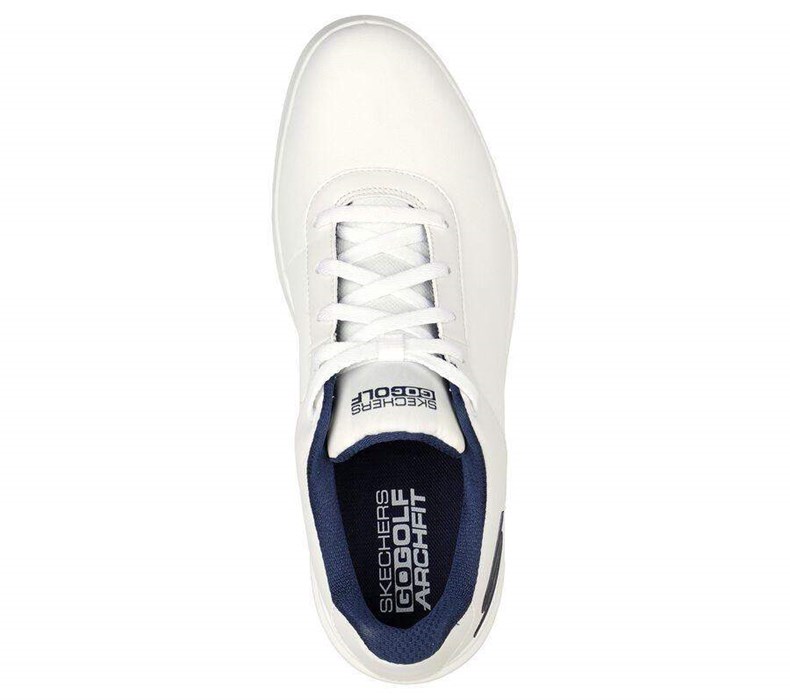 Pánské Golfové Boty Skechers Relaxed Fit: GO GOLF Drive 5 Bílé Tmavě Blankyt | YIJHVDL-14