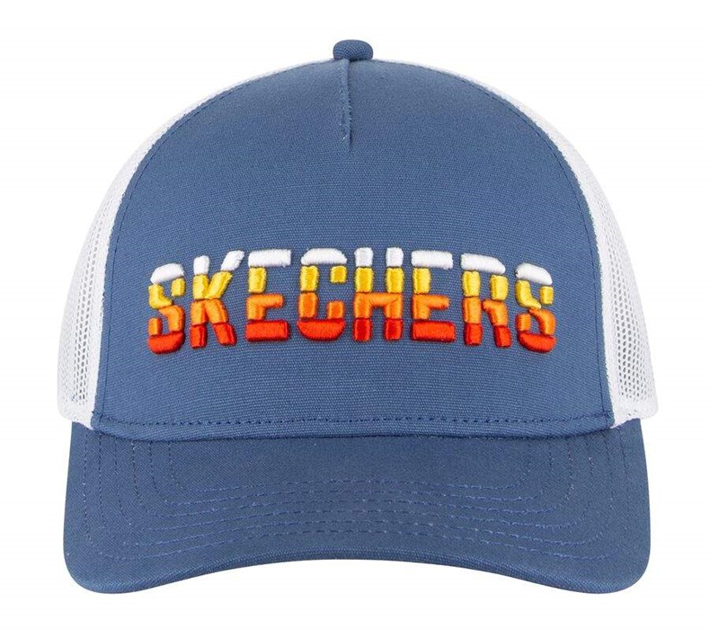 Pánské Klobouky Skechers Textured Logo Trucker Blankyt Bílé | FBKLPRS-96