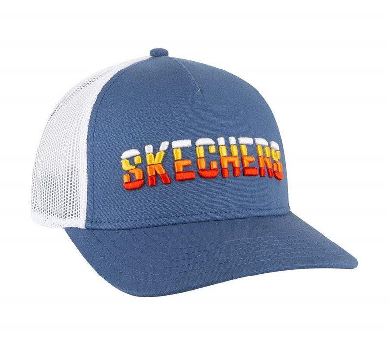 Pánské Klobouky Skechers Textured Logo Trucker Blankyt Bílé | FBKLPRS-96