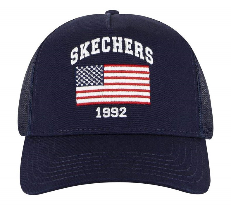 Pánské Klobouky Skechers USA Flag Trucker Tmavě Blankyt | UPTIAYN-78