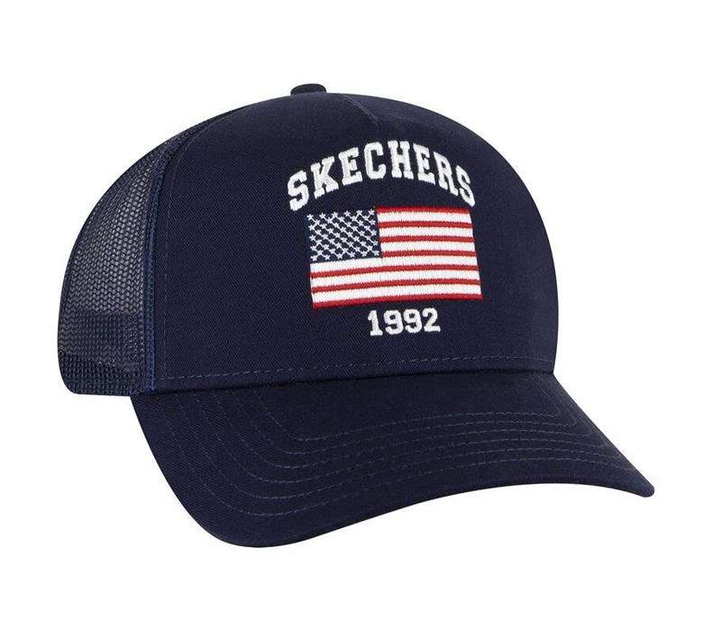 Pánské Klobouky Skechers USA Flag Trucker Tmavě Blankyt | UPTIAYN-78