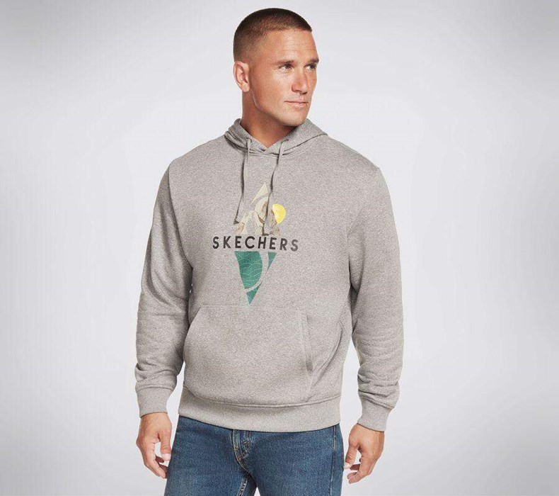 Pánské Mikiny S Kapucí Skechers Apparel Diamond Mountain Pullover Hoodie Šedé | EGOBSVY-62