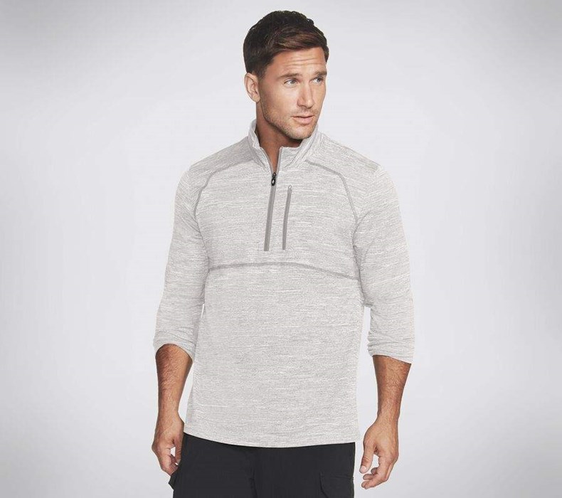 Pánské Mikiny S Kapucí Skechers Apparel On the Silniční 1/4 Zip Hoodie Světle Šedé | OQBXZYE-37