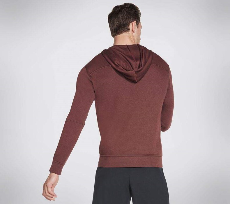 Pánské Mikiny S Kapucí Skechers Apparel GOknit Pique Full Zip Hoodie Hnědé | OVIFEXC-98