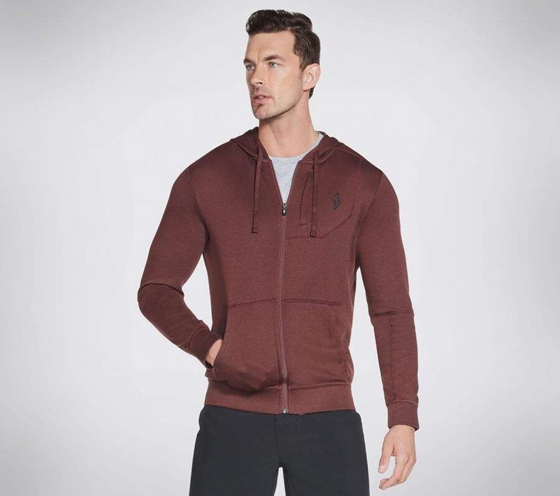 Pánské Mikiny S Kapucí Skechers Apparel GOknit Pique Full Zip Hoodie Hnědé | OVIFEXC-98