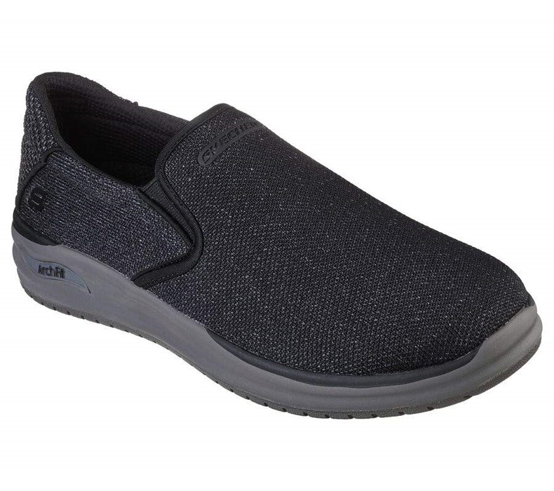 Pánské Mokasíny Skechers Relaxed Fit: Arch Fit Melo - Walcott Černé | NSIRAXQ-20