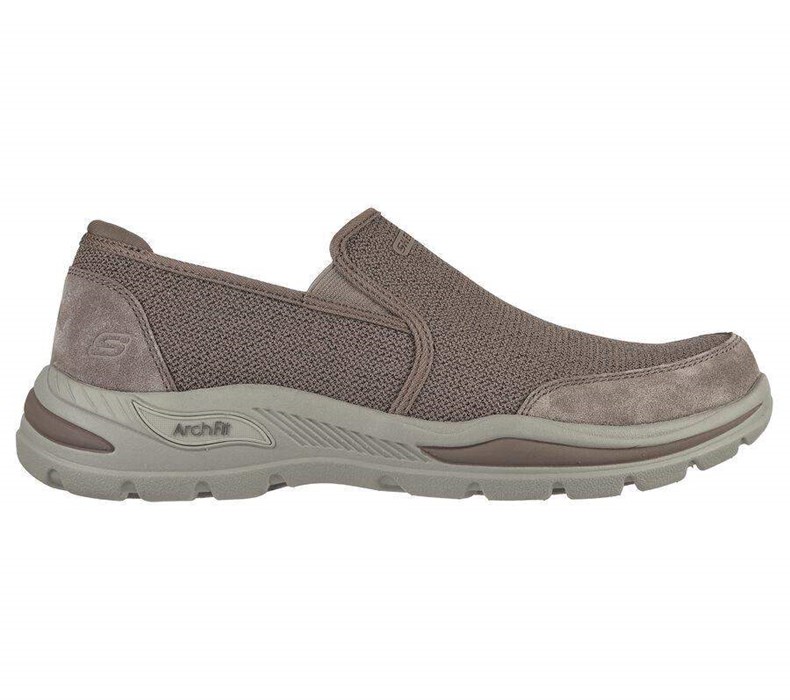 Pánské Mokasíny Skechers Relaxed Fit: Arch Fit Motley - Ratel Hnědé | VTXBZOJ-01