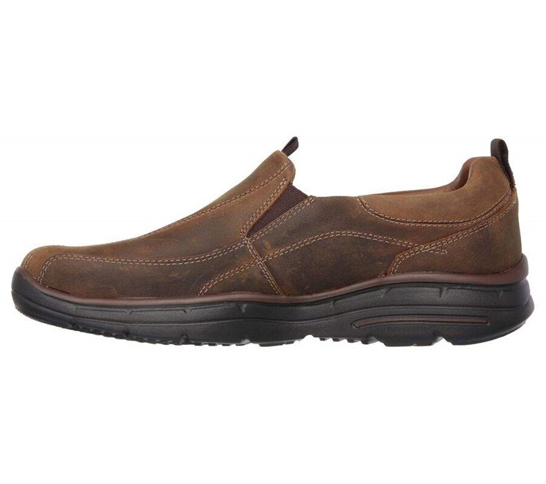 Pánské Mokasíny Skechers Relaxed Fit: Glides - Docklands Hnědé | STBACYM-53