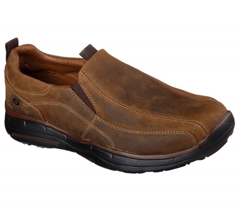 Pánské Mokasíny Skechers Relaxed Fit: Glides - Docklands Hnědé | STBACYM-53