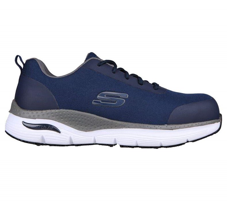 Pánské Oxfordky Skechers Pracovní: Arch Fit SR - Ringstap Alloy Špicí Tmavě Blankyt Šedé | RMALJEZ-46