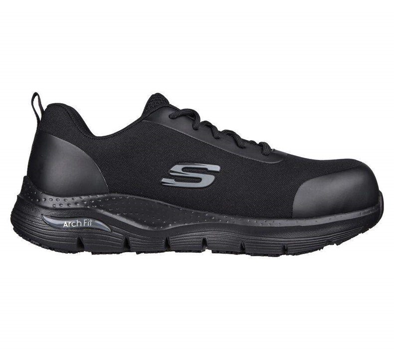 Pánské Oxfordky Skechers Pracovní: Arch Fit SR - Ringstap Alloy Špicí Černé | ZCGMSFH-82