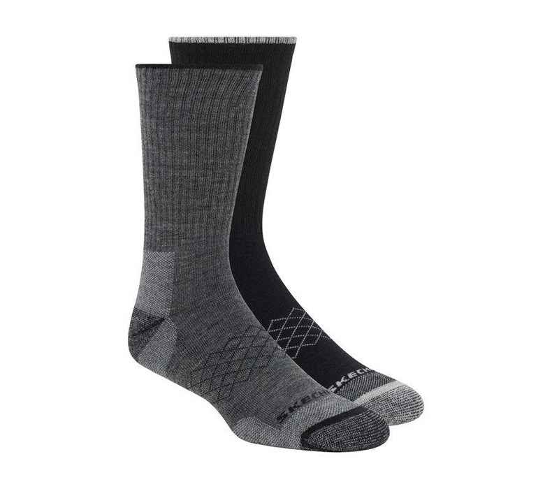 Pánské Ponožky Skechers Merino Wool Crew - 2 Pack Šedé Černé | DOKIXGS-29