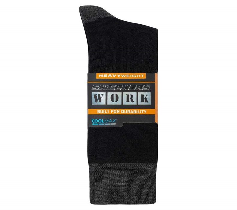 Pánské Ponožky Skechers Wool Blend Pracovní Crew - 3 Pack Šedé Černé | BKJVAOM-56