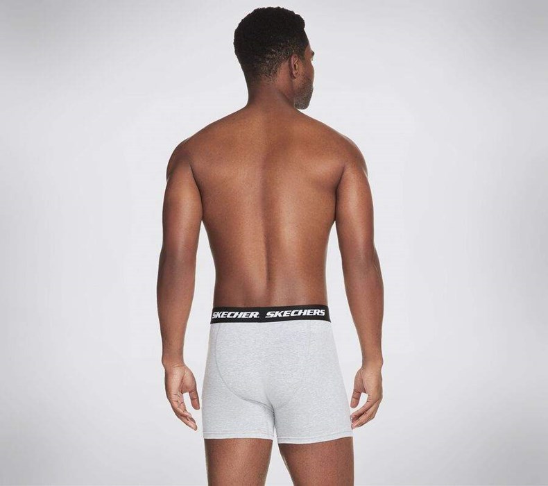 Pánské Spodní Prádlo Skechers Jersey Boxerské Briefs - 3 Pack Černé Bílé Šedé | PZFWSQJ-29