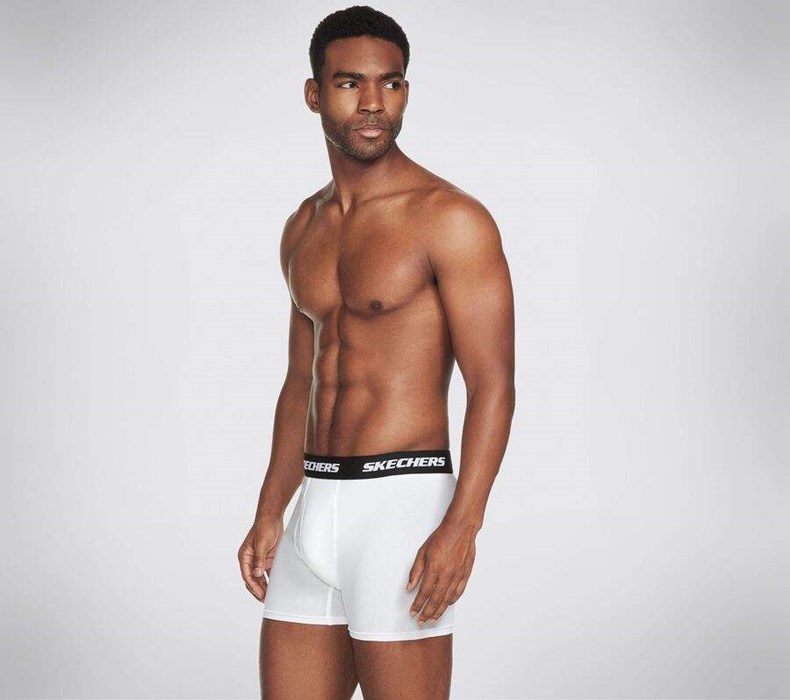 Pánské Spodní Prádlo Skechers Jersey Boxerské Briefs - 3 Pack Černé Bílé Šedé | PZFWSQJ-29