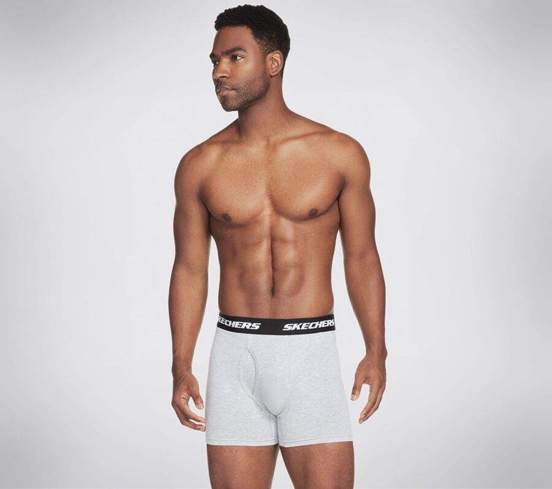 Pánské Spodní Prádlo Skechers Jersey Boxerské Briefs - 3 Pack Černé Bílé Šedé | PZFWSQJ-29