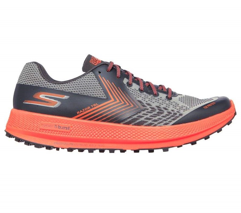 Pánské Trailové Běžecké Boty Skechers GOrun Razor Šedé Oranžové | BUKVYOG-64