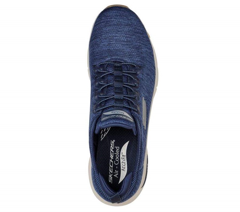 Pánské Trekové Boty Skechers Arch Fit - Waveport Tmavě Blankyt | GMKZOVQ-97