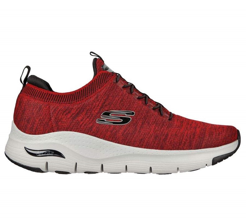 Pánské Trekové Boty Skechers Arch Fit - Waveport Červené Černé | WEATBNF-15