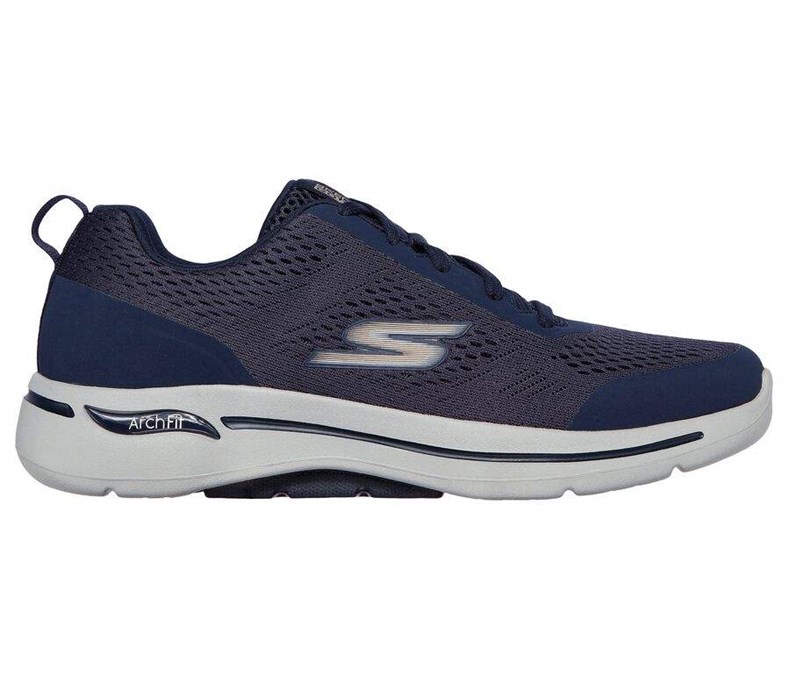 Pánské Trekové Boty Skechers GOwalk Arch Fit - Idyllic Tmavě Blankyt Zlaté | DVTSMQN-98