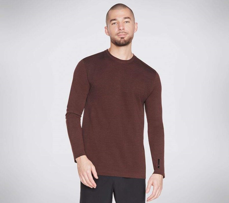 Pánské Tričko Skechers Apparel Seamless LS Hnědé | QYDXURM-26